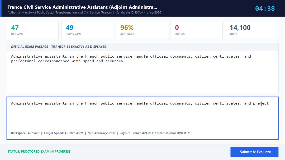 Concours Fonction Publique Adjoint Administratif Ã‰preuve Pratique Official Exam Interface