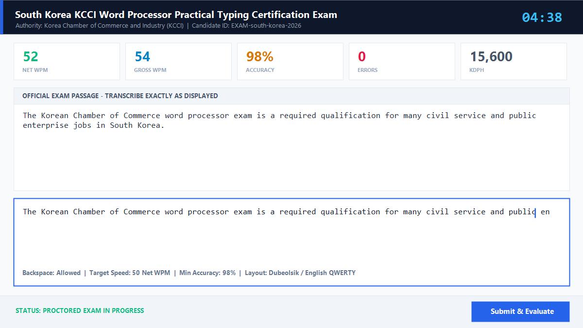 Korea KCCI Word Processor Practical Certification Exam (ì›Œë“œí”„ë¡œì„¸ì„œ ì‹¤ê¸°) Official Exam Interface