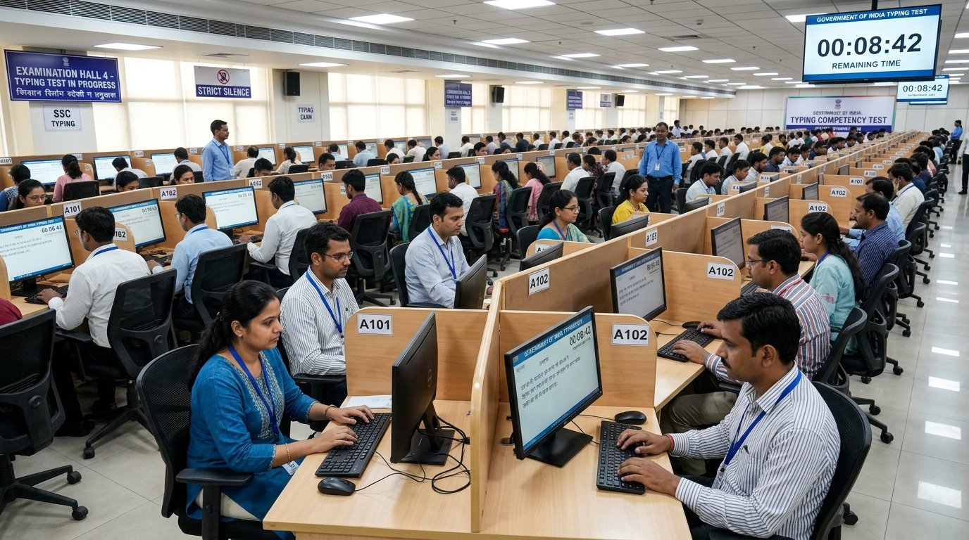 Indian government typing examination hall center simulation