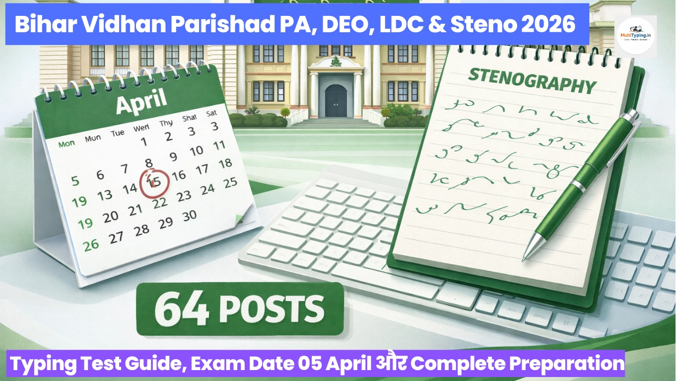 Bihar Vidhan Parishad PA DEO LDC Stenographer Exam Date 05 April 2026