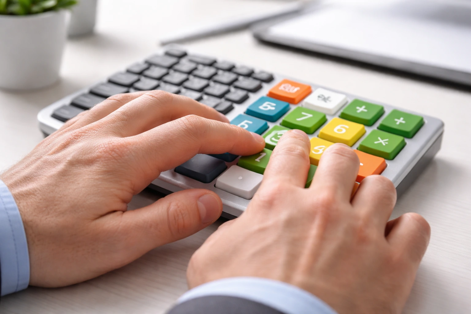 Proper finger placement on numeric keypad home row position