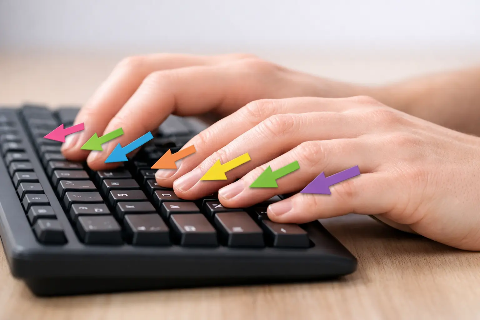 Home row keys with proper finger placement demonstration