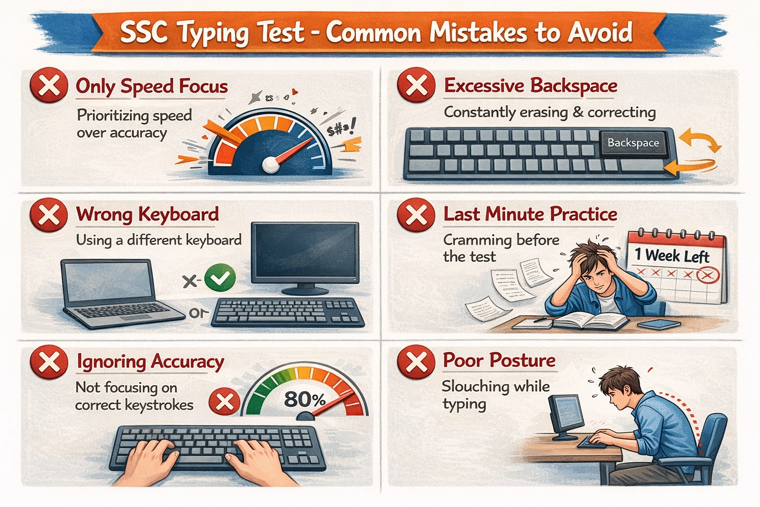 Common typing test mistakes to avoid in SSC exams