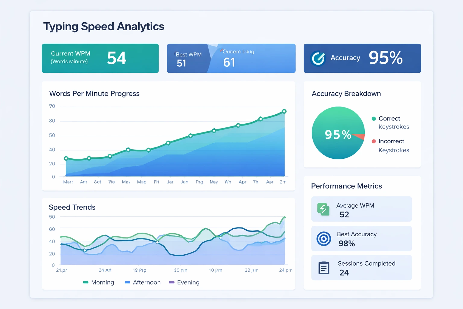 Typing speed analytics and progress tracking dashboard