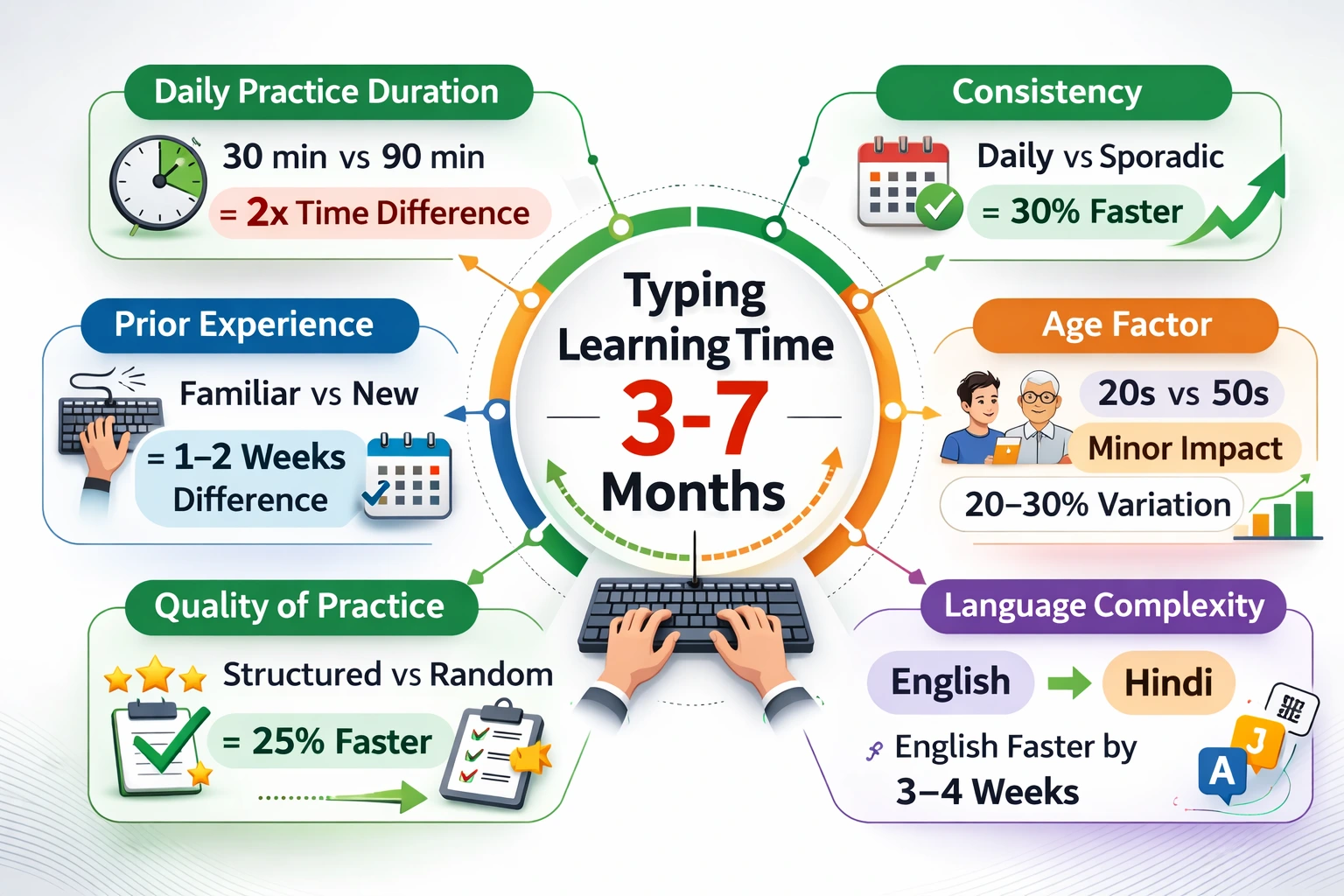Factors affecting typing learning timeline