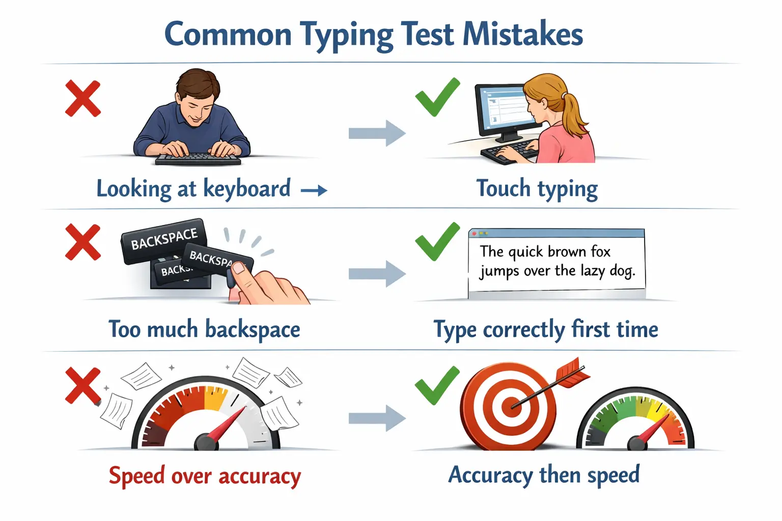 Common typing test mistakes to avoid in 2026 exams