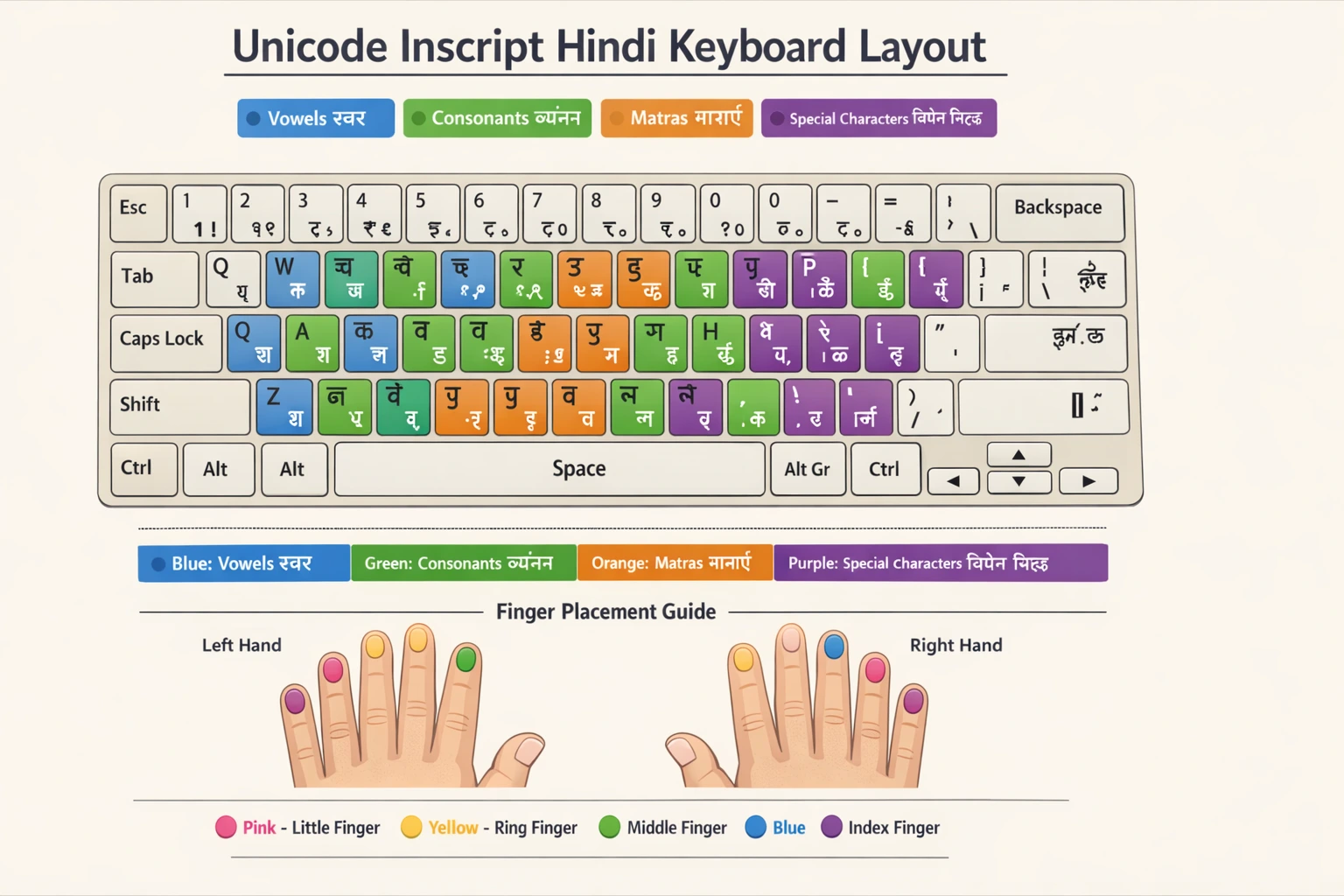 Unicode Inscript Hindi keyboard layout for UP Police typing test