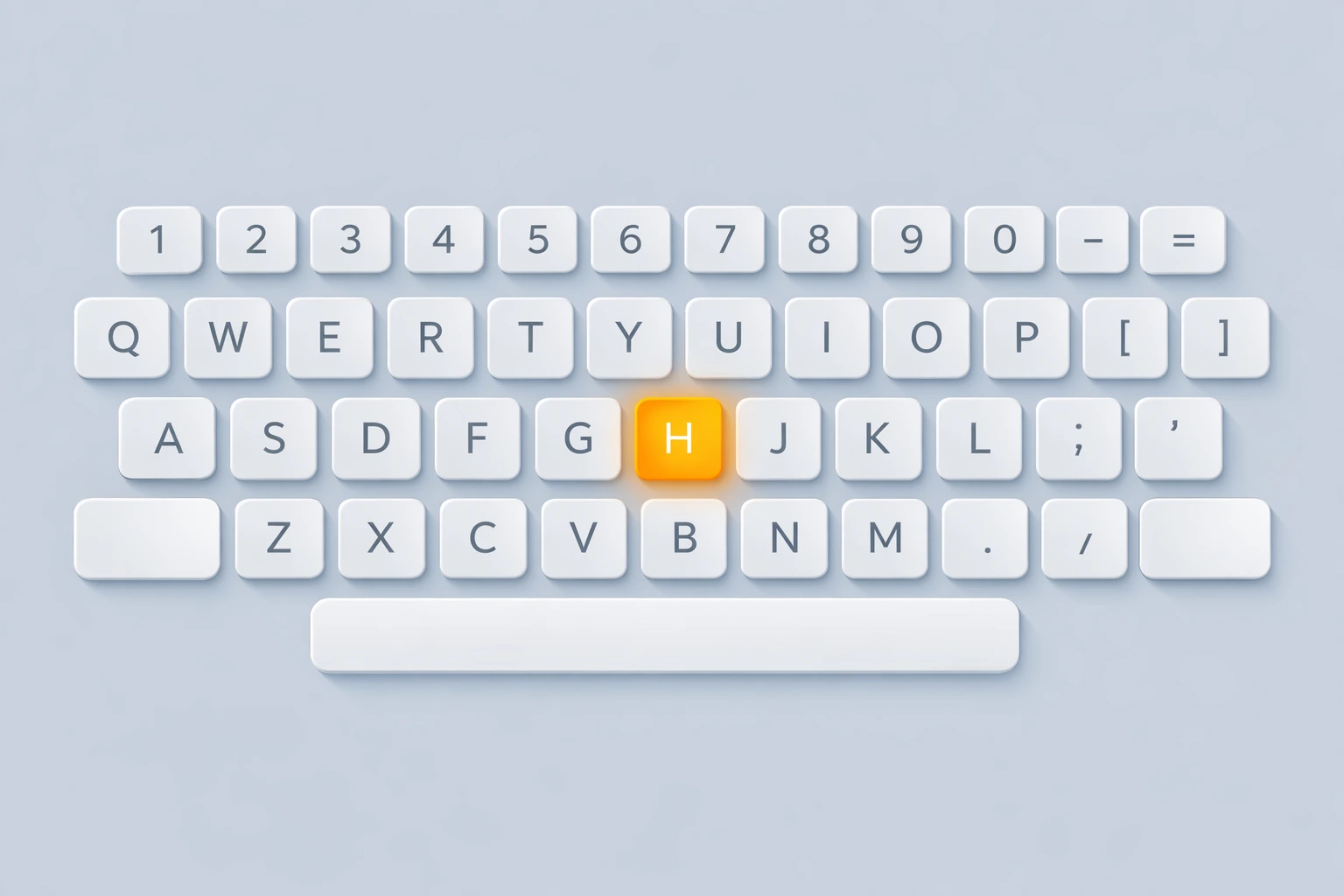 Virtual keyboard with highlighted key guidance for touch typing practice